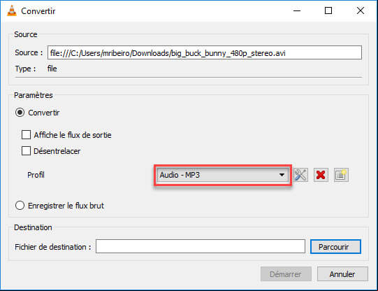 VLC extraire audio
